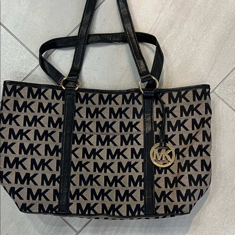 Michael Kors Monogram Black and Brown Tote